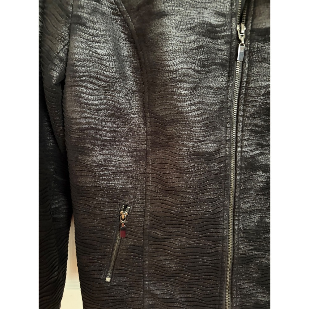 Conrad C Collection Womens Black Textured Zip Up Jacket Metallic JT11215M Size 8 - Picture 3 of 9